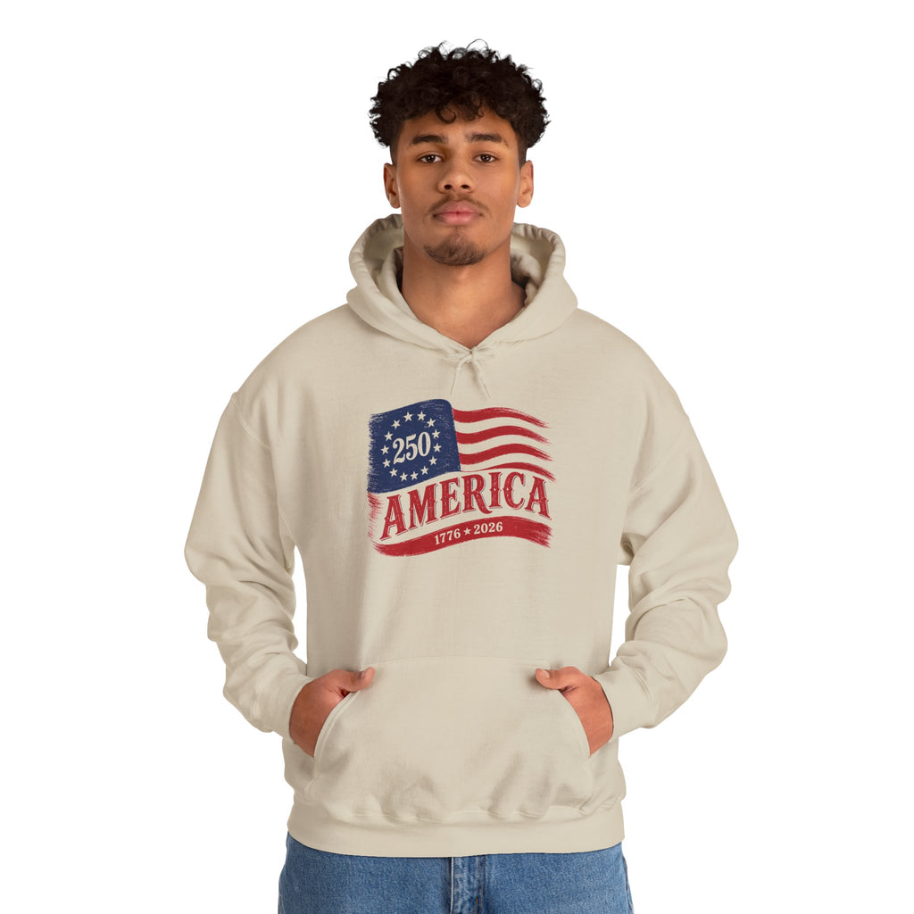 America 250 Hoodie – Vintage Betsy Ross Flag '1776–2026' Patriotic Sweatshirt