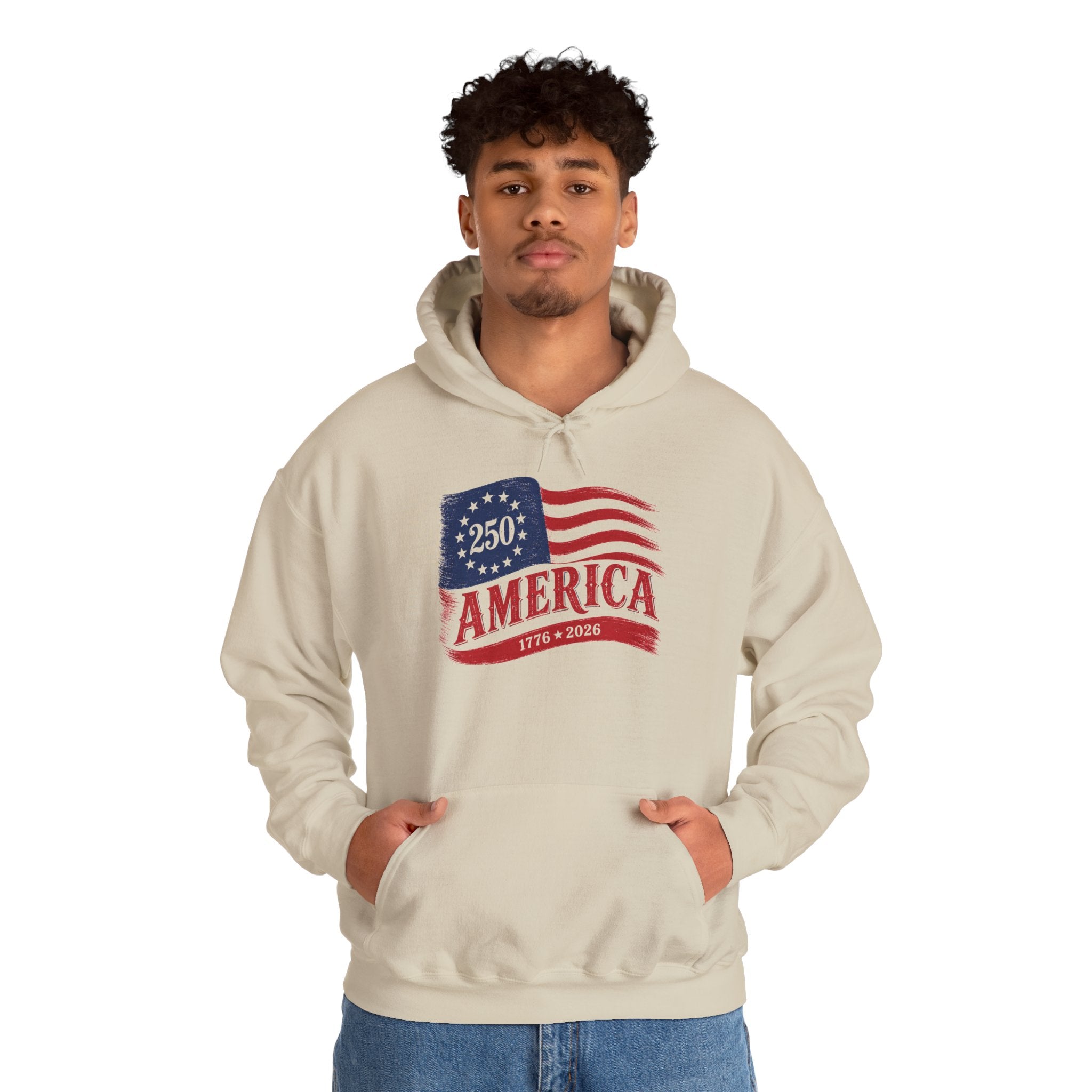 America 250 Hoodie – Vintage Betsy Ross Flag '1776–2026' Patriotic Sweatshirt