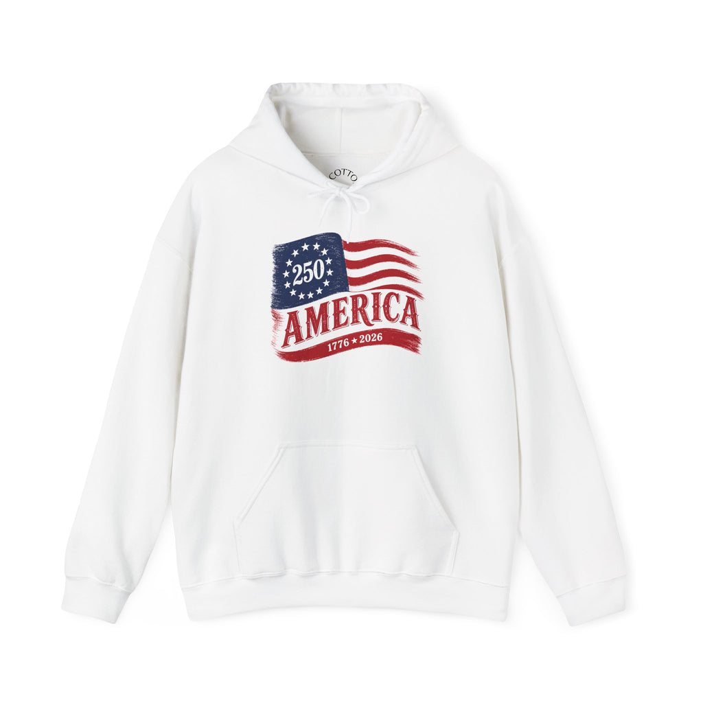 America 250 Hoodie – Vintage Betsy Ross Flag '1776–2026' Patriotic Sweatshirt