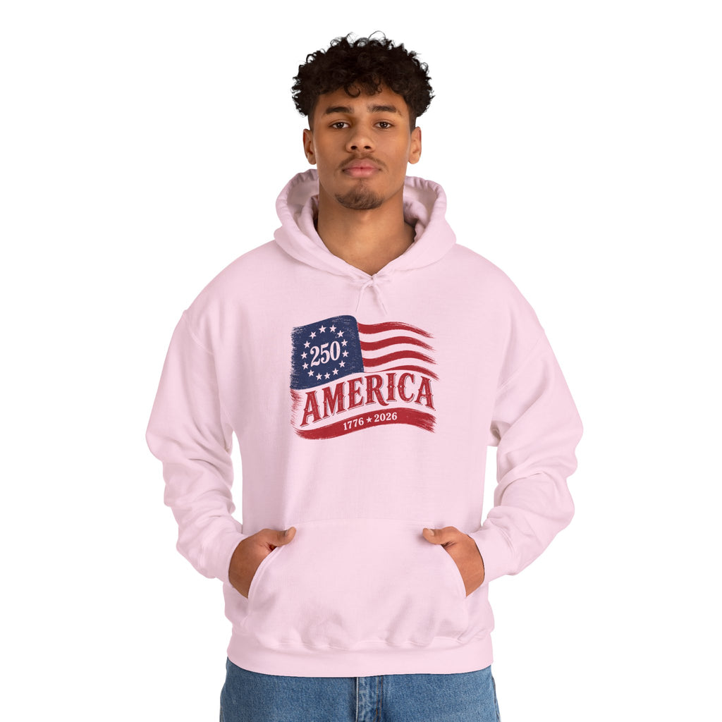 America 250 Hoodie – Vintage Betsy Ross Flag '1776–2026' Patriotic Sweatshirt