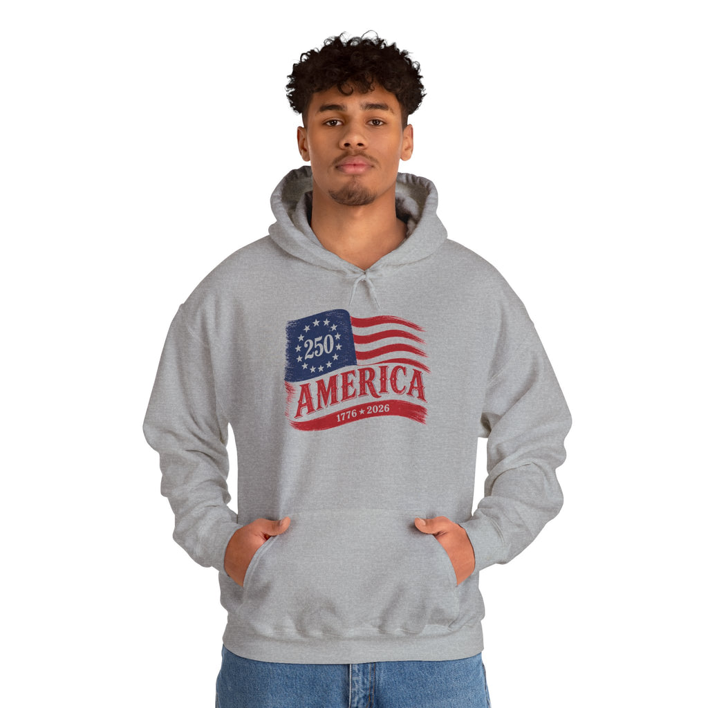 America 250 Hoodie – Vintage Betsy Ross Flag '1776–2026' Patriotic Sweatshirt