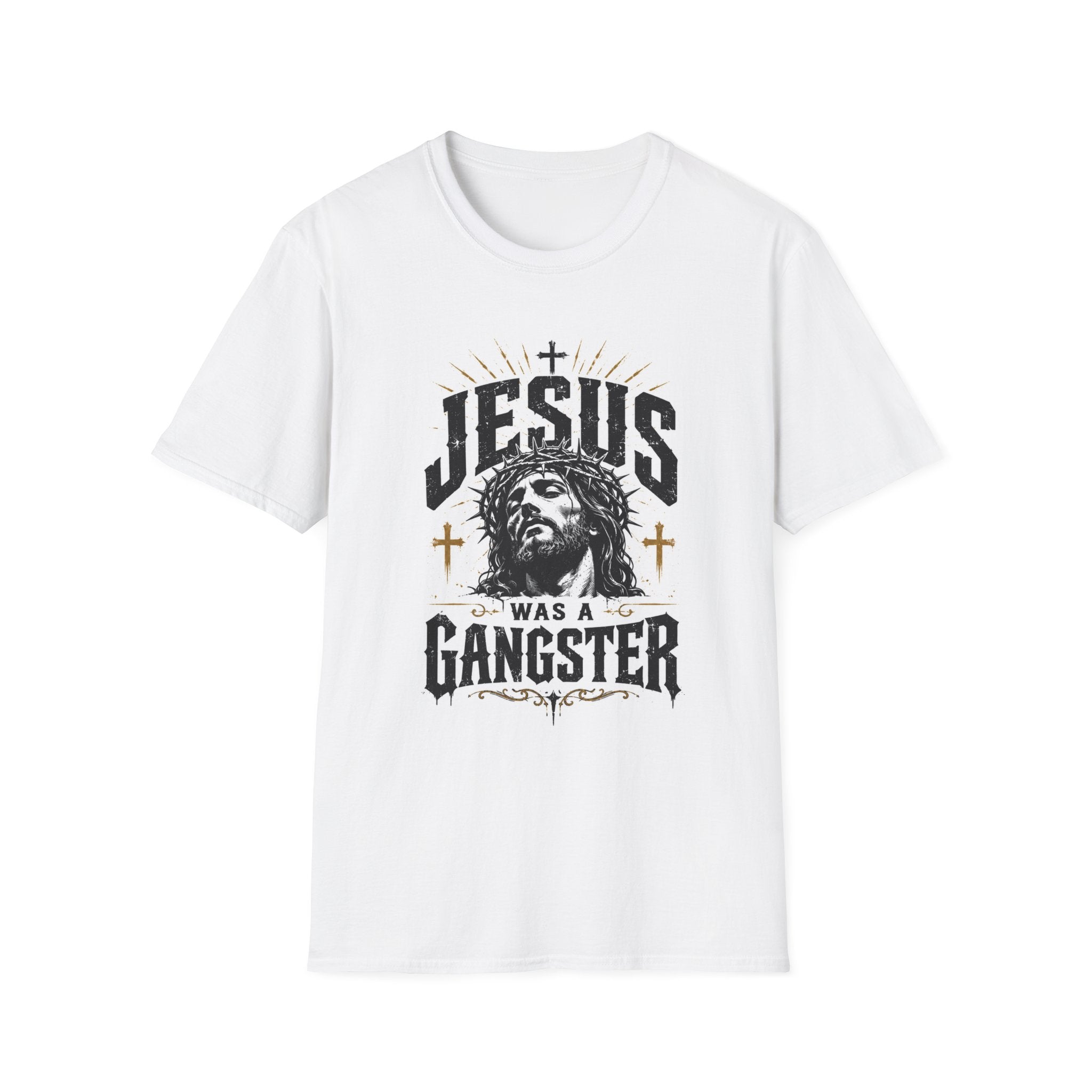 Jesus Was a Gangster T-Shirt — Faith Graphic Tee with Crown of Thorns