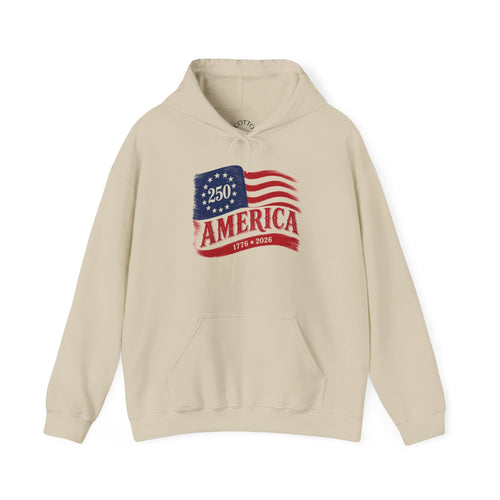 America 250 Hoodie – Vintage Betsy Ross Flag '1776–2026' Patriotic Sweatshirt