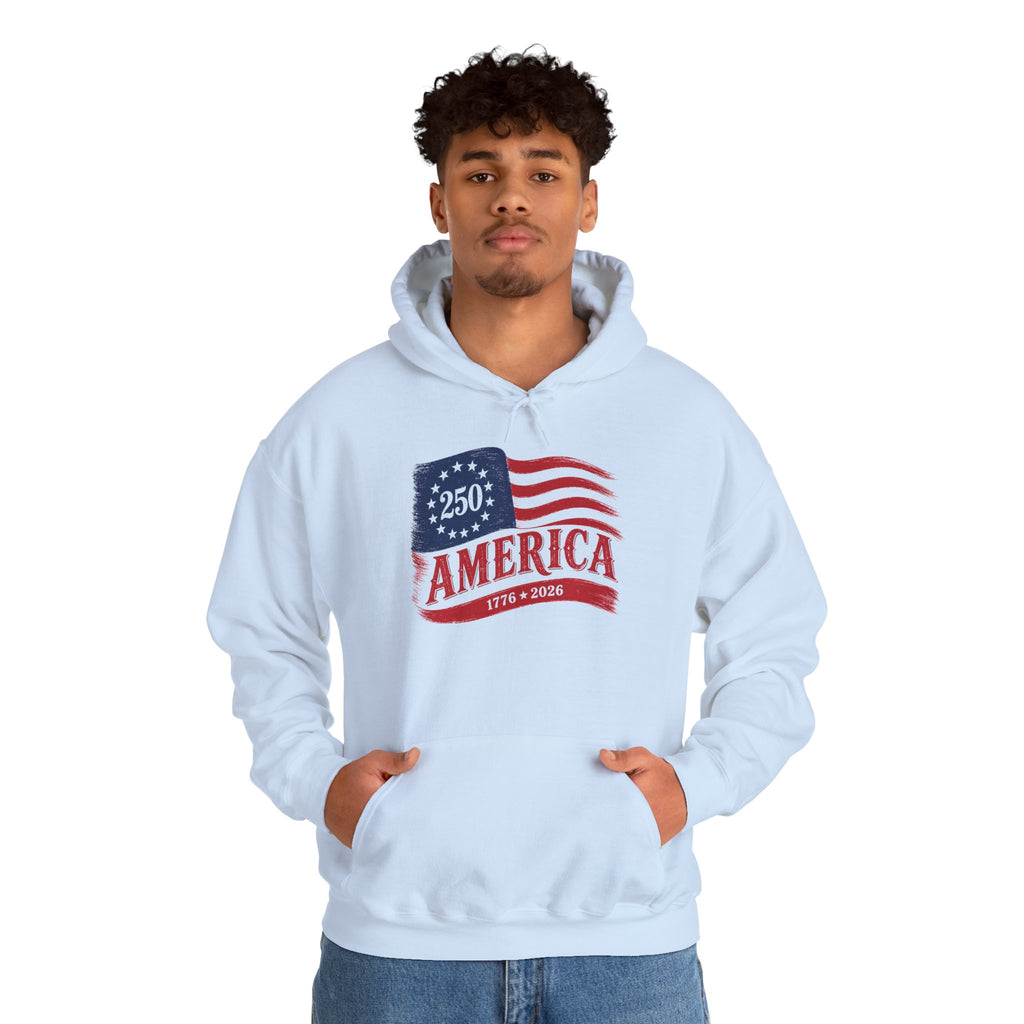 America 250 Hoodie – Vintage Betsy Ross Flag '1776–2026' Patriotic Sweatshirt